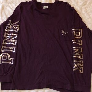 PINK maroon sequence long sleeve